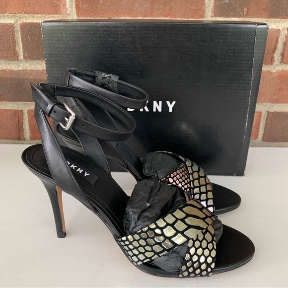 Dkny Shoes - DKNY Womens ivy Peep Toe high heel Ankle Strap Sandals Multi/Snake print US 7 M